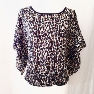 Satin Leopard Printed Dolman Top